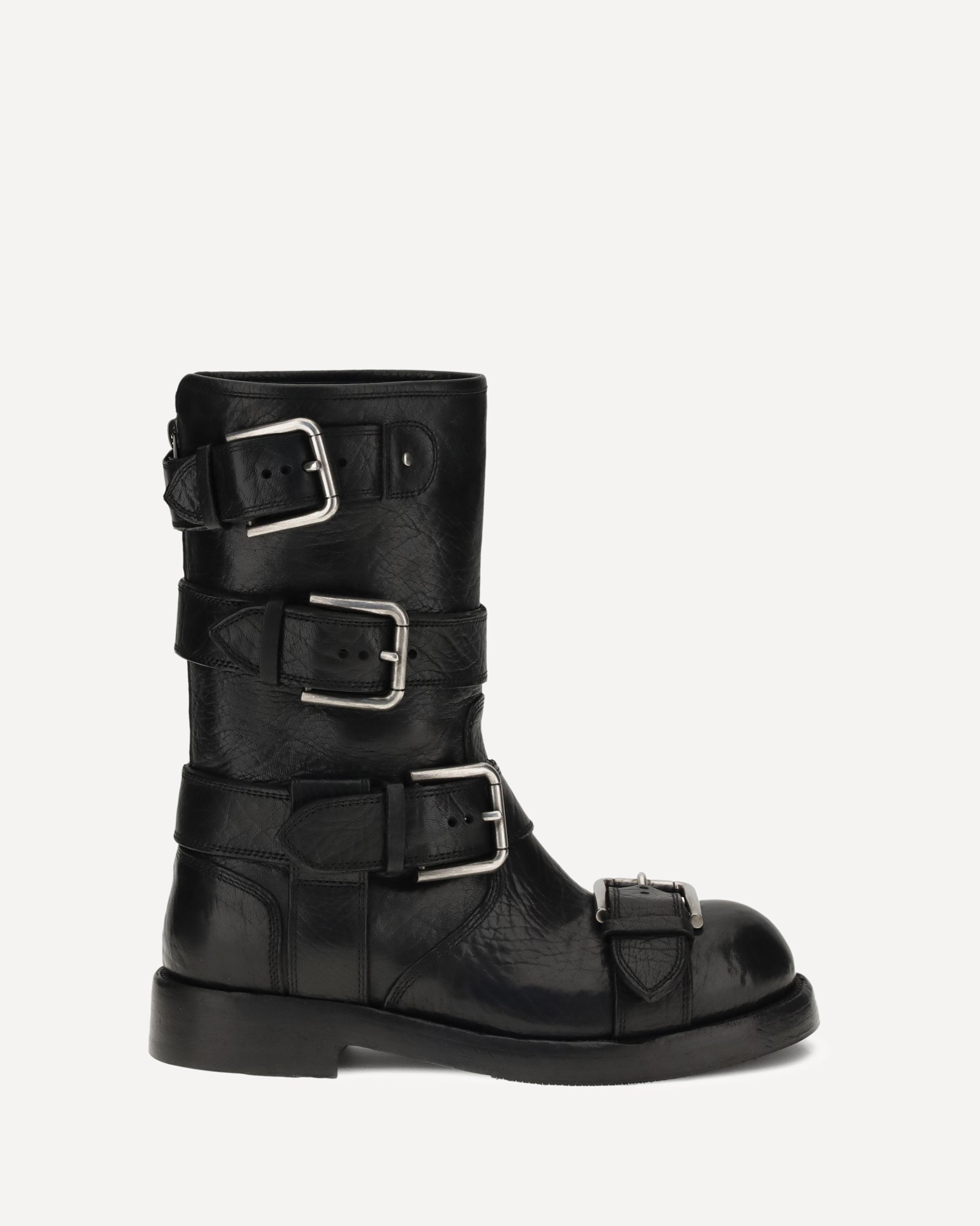 DOLCE & GABBANA Buckled leather Boots BLACK | Base Blu