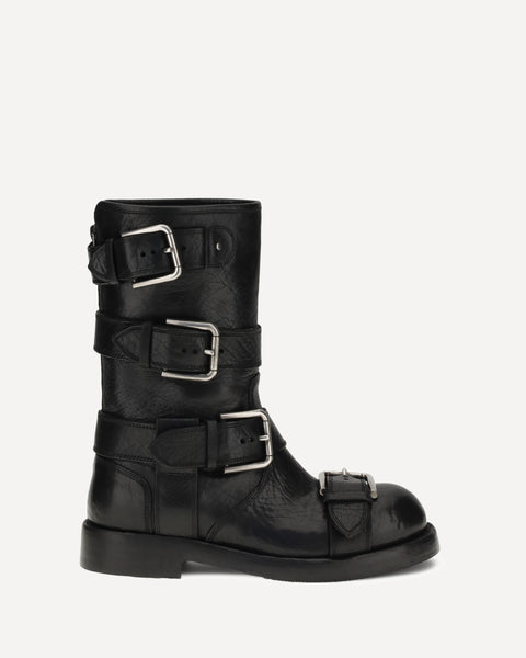 DOLCE & GABBANA Buckled leather Boots BLACK | Base Blu