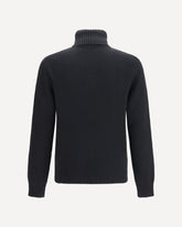 Maglione a collo alto con logo ricamato - NERO | Base Blu