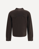 Cropped Western cashmere Shirt - BROWN | Base Blu