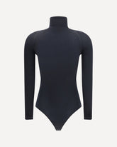 Body in maglia effetto seconda pelle a collo alto - NERO | Base Blu