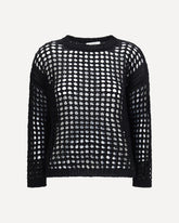 Open-knit Sweater in linen and cotton yarn - BLACK | Base Blu