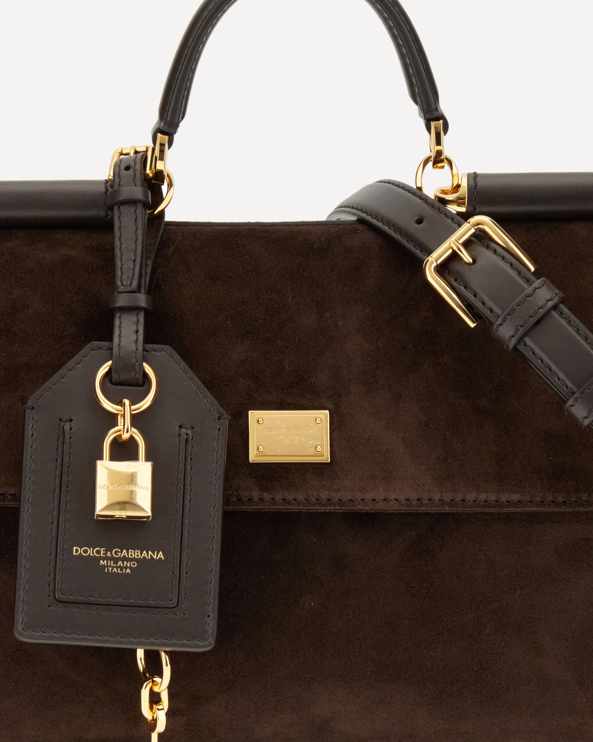 Dolce & Gabbana brown shoulder bag イタリア製 Dolce & Gabbana Chocolate Brown Leather Framed Top Shoulder