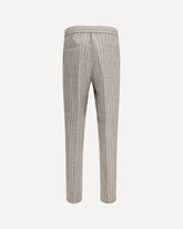 Linen Pinstriped Twill Pants - BEIGE | Base Blu