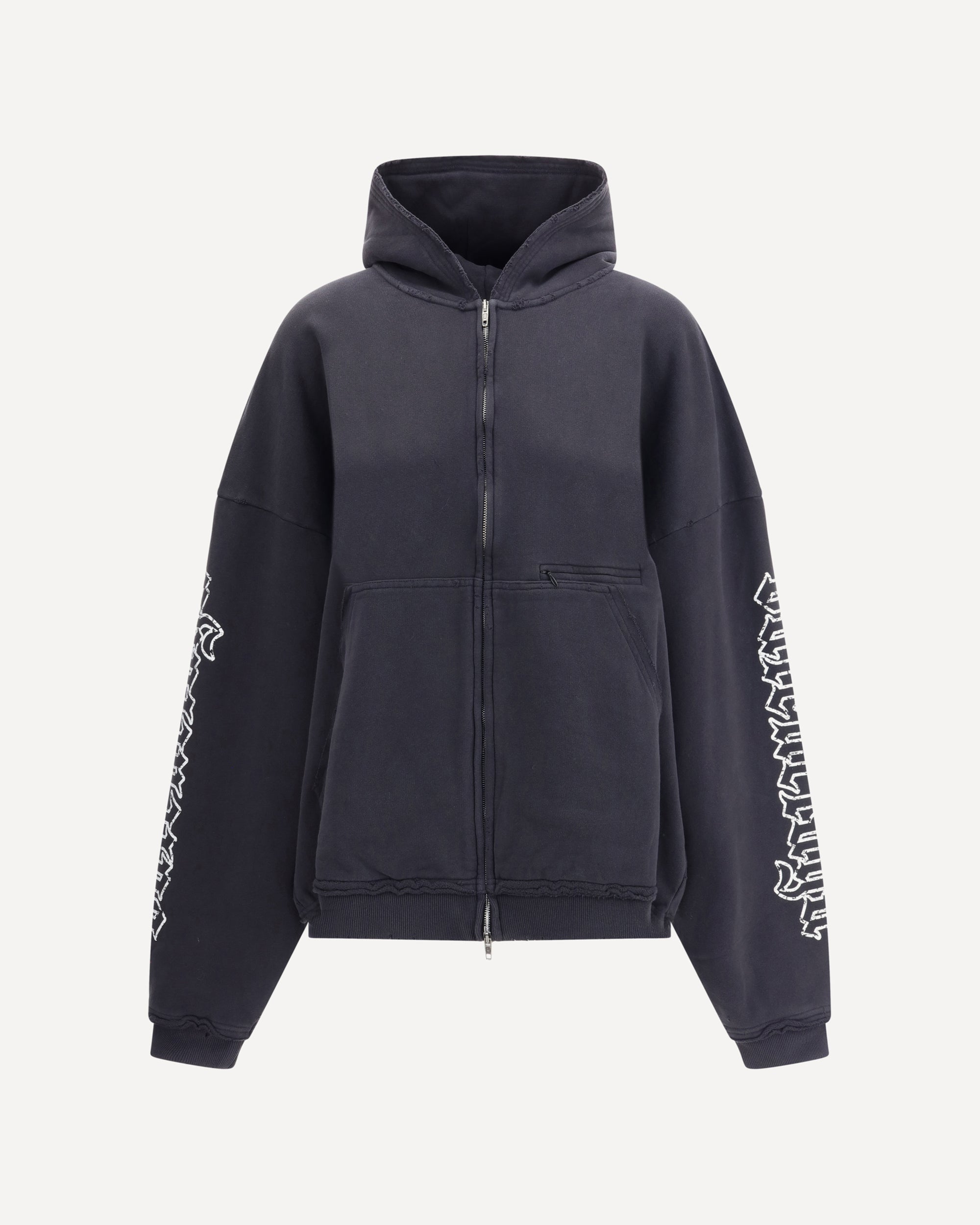 BALENCIAGA Blackletter script motif Hoodie BLACK | Base Blu