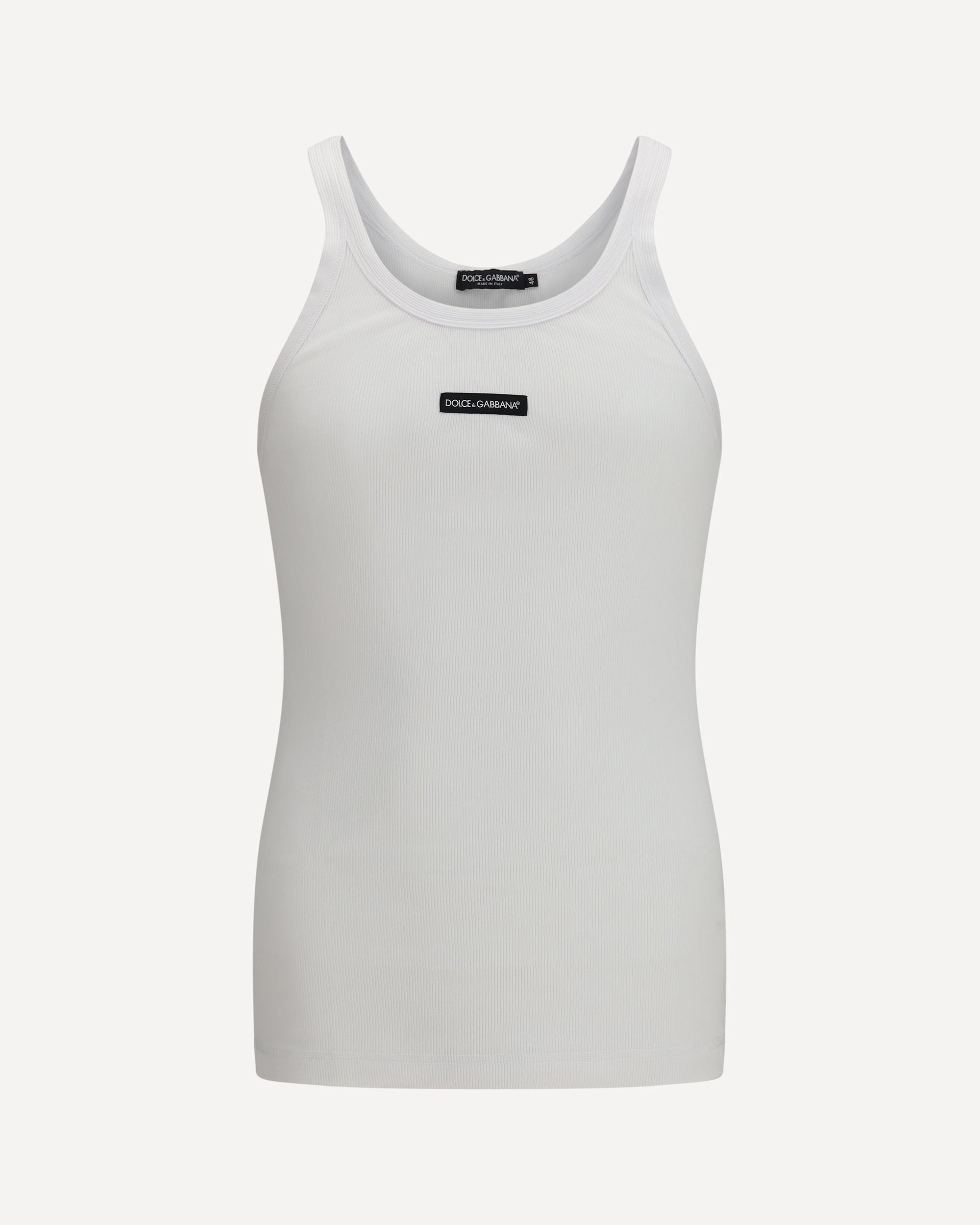 DOLCE & GABBANA Cotton printed tank Top WHITE | Base Blu