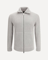 Cashmere mouliné Sweater with full zip - BEIGE | Base Blu