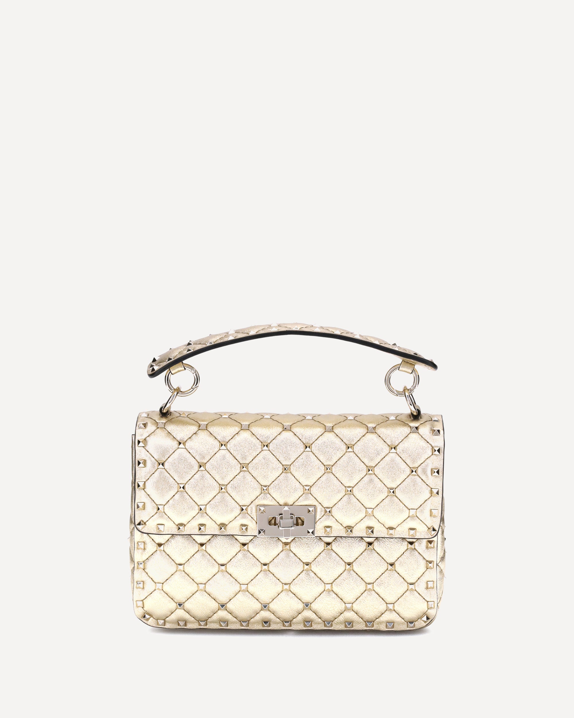 VALENTINO GARAVANI Medium Rockstud Spike Shoulder Bag GOLD VALENTINO GARAVANI Medium Rockstud Spike Shoulder Bag GOLD