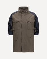 Nylon and cotton Jacket with three-quarter sleeves - KHAKI  | Base Blu