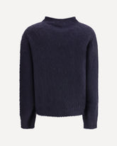 Turtleneck Sweater in brushed mohair-blend yarn - BLUE | Base Blu