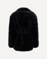 Furry Rosaria Belted Coat - BLACK | Base Blu