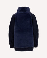 High-neck fur Jacket - BLUE | Base Blu