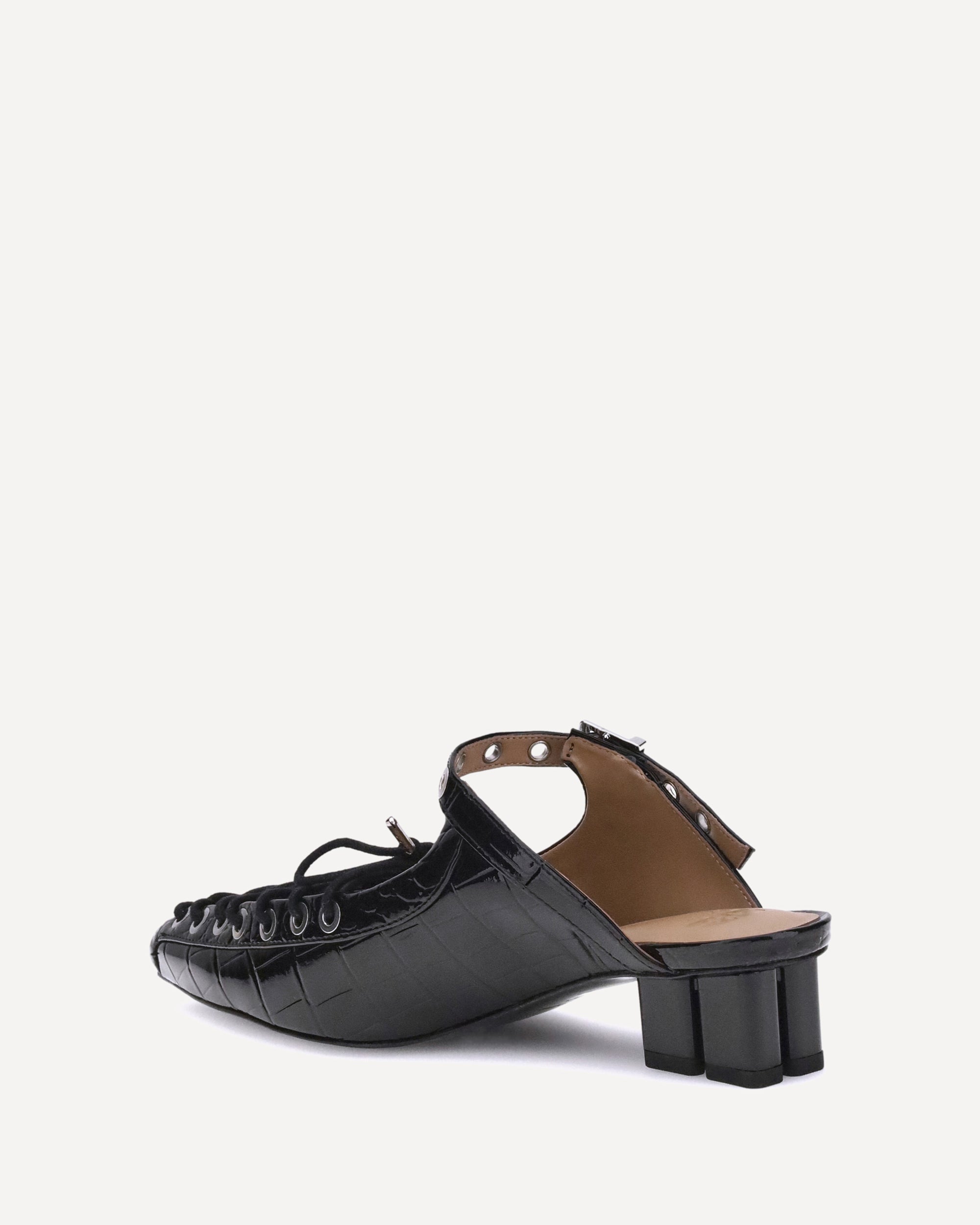 GANNI Oleatex laced Mules BLACK | Base Blu
