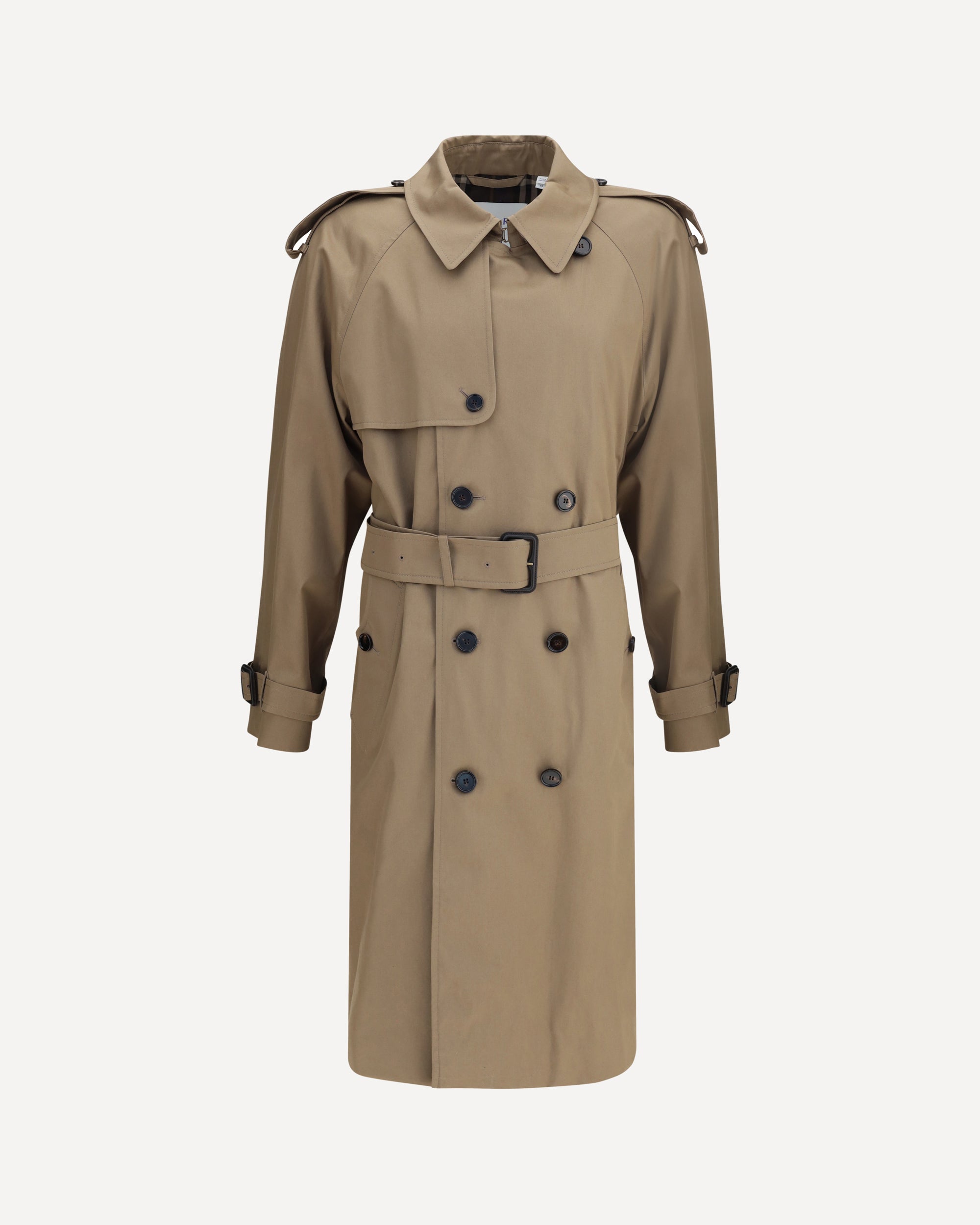 BURBERRY Long cotton gabardine Trench Coat BEIGE Base Blu