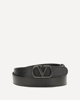 Cintura VLogo Signature in pelle - NERO | Base Blu