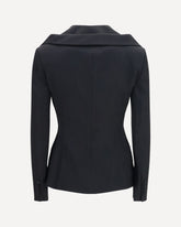 Structured off-shoulder Jacket with harness details - BLACK | Base Blu