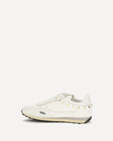Stud Up Sneakers in leather and nylon - WHITE | Base Blu