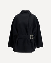 Alba Midi Wool and Cashmere Coat - BLACK | Base Blu