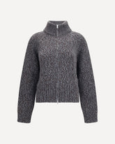 Merino wool zip Cardigan - GREY | Base Blu