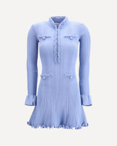 Pearl Trim Knit Mini Dress - LIGHT BLUE | Base Blu