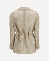 Silk organza Jacket with Dazzling Net Embroidery - CREAM | Base Blu