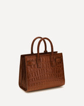 Sac de Jour Handbag in crocodile-embossed leather - BROWN | Base Blu