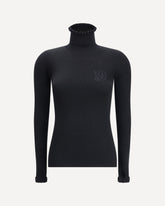 Wool Sweater with ruffled collar - BLACK | Base Blu