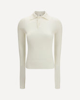 Long-sleeve silk Polo - WHITE | Base Blu