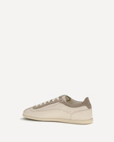 Sneakers in vitello e camoscio con suola slim - BEIGE | Base Blu