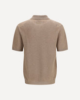 Short-sleeve Polo Shirt in textured merino cotton - BEIGE | Base Blu