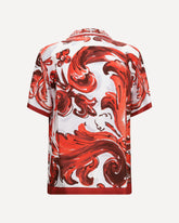 Maiolica print Hawaii Shirt in silk twill - RED | Base Blu
