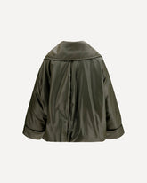 Glossy leather padded Jacket - GREEN | Base Blu