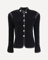 Silk Blazer with decorative metal shank buttons - BLACK | Base Blu