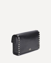Rockstud mini Shoulder Bag in garnet calfskin - BLACK | Base Blu