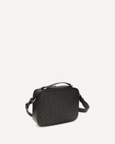 Leather crossbody Bag with embossed Gancini pattern - BLACK | Base Blu