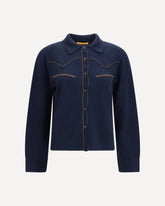 Cropped Western cashmere Shirt - BLUE | Base Blu