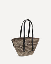 Medium Braid Basket Shoulder Bag in Iraca palm and calfskin - BROWN | Base Blu