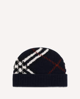 Check cashmere-blend Beanie - BLUE | Base Blu