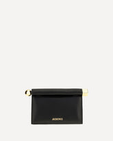 Rond Carré leather Shoulder Bag - BLACK | Base Blu