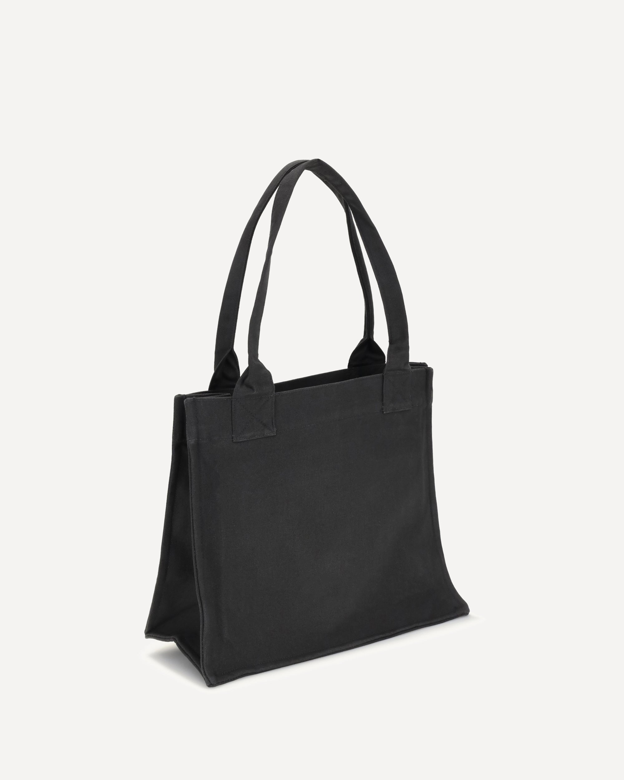 GANNI Logo canvas Tote Bag BLACK | Base Blu