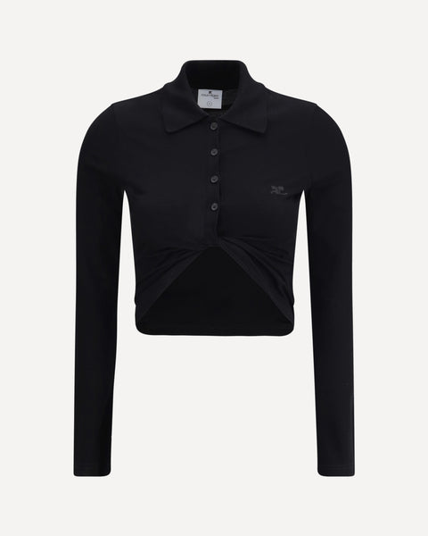 COURRÈGES Courrèges Polo with twisted detail BLACK | Base Blu
