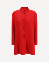 Single-breasted Compact Drap Coat - RED | Base Blu