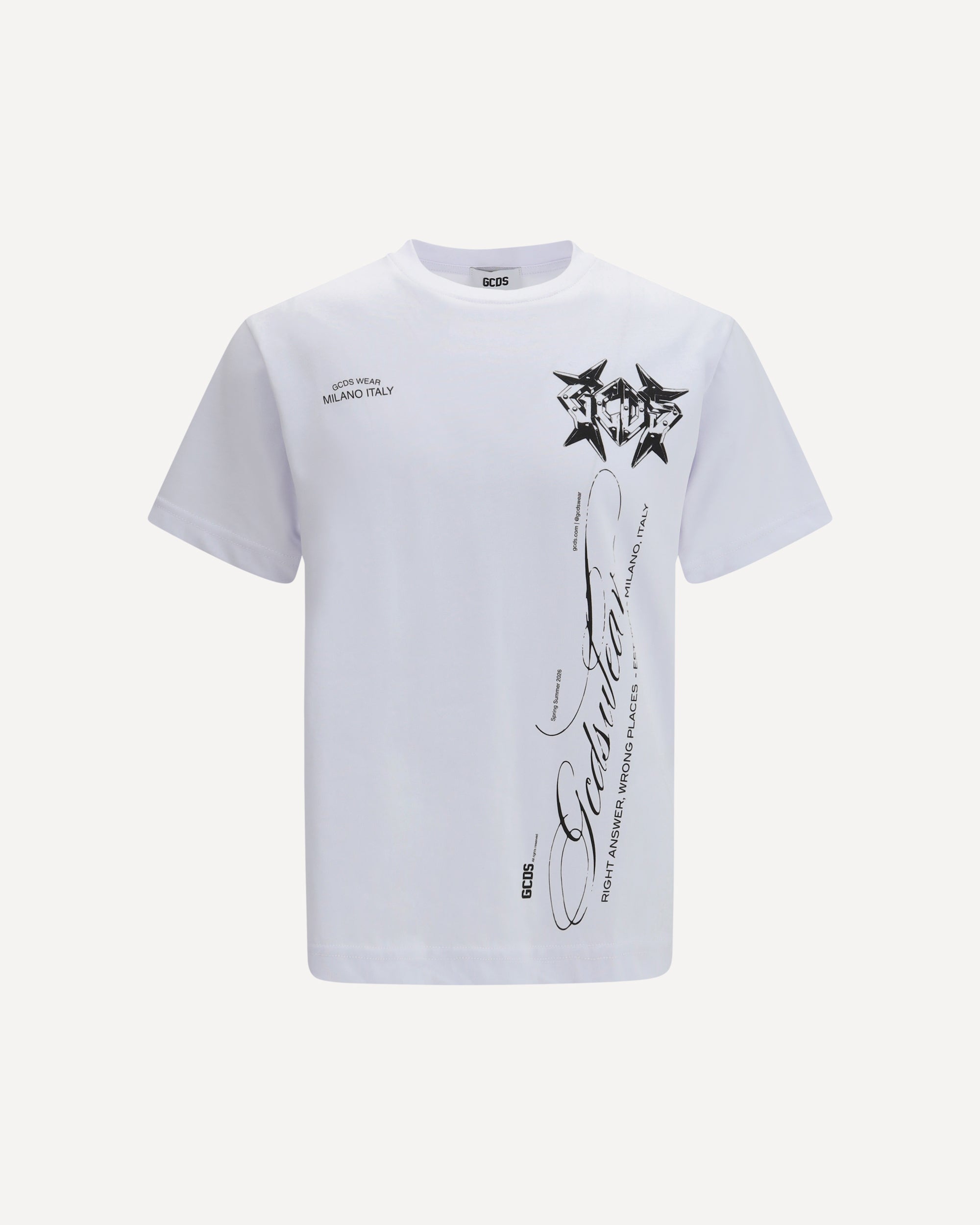 GCDS History print cotton T-shirt WHITE | Base Blu