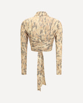 Printed marl mesh tie Blouse - BEIGE | Base Blu