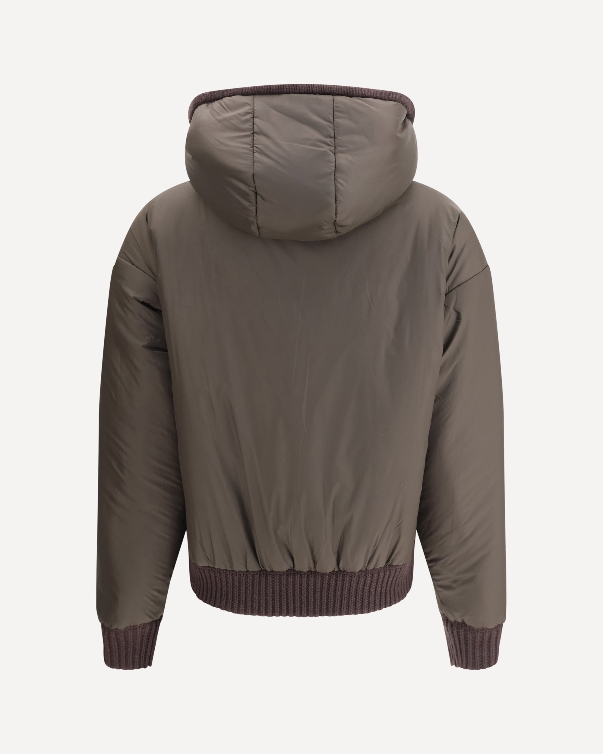 Reversible ribbed knit Jacket with hood BROWN Base Blu