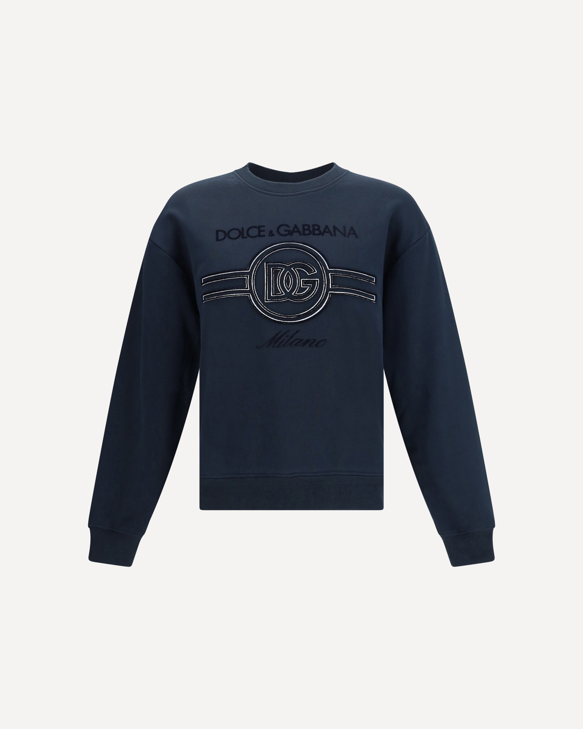 DOLCE & GABBANA ネイビー ロゴニット DOLCE & GABBANA Jersey Sweatshirt with embroidery BLUE | Base Blu