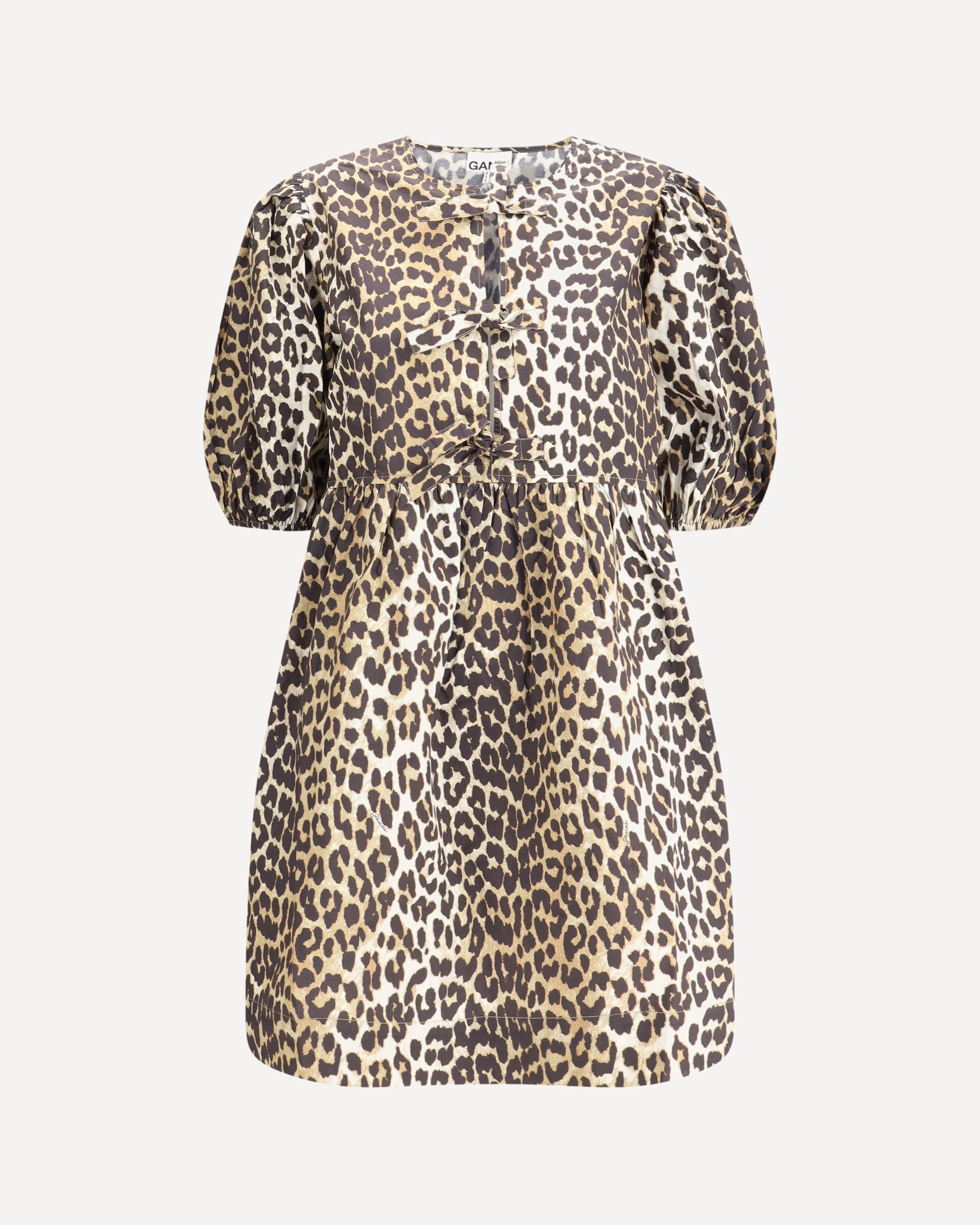 knee length dresses for ladies GANNI Leopard mini Dress BROWN