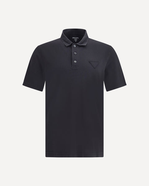 PRADA Logoed Polo Shirt BLACK | Base Blu
