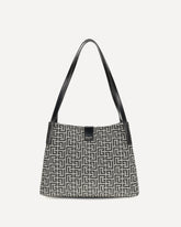 Jacquard and leather Tote Bag - BLACK | Base Blu