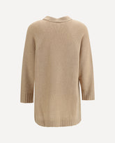 Cardigan in fine knit with a V-neckline - BEIGE | Base Blu